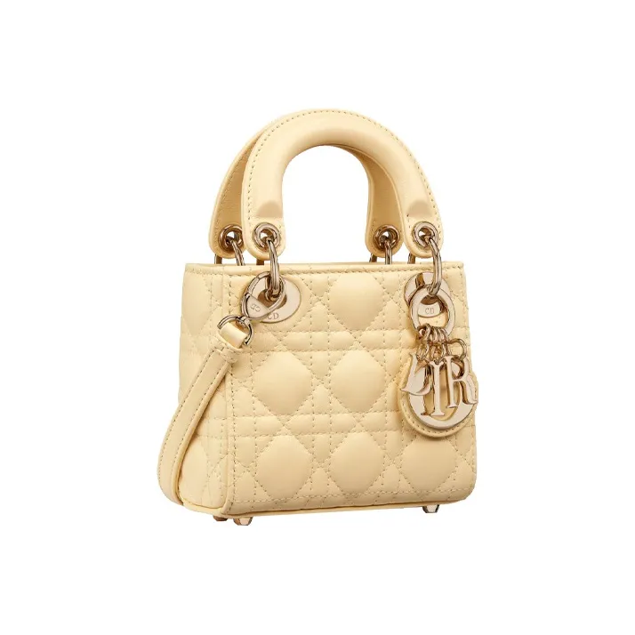 DIOR Lady Dior Sheepskin Dior Bag Shoulder Bag Crossbody Bag Handbag Extra Mini Women's Light Yellow-2