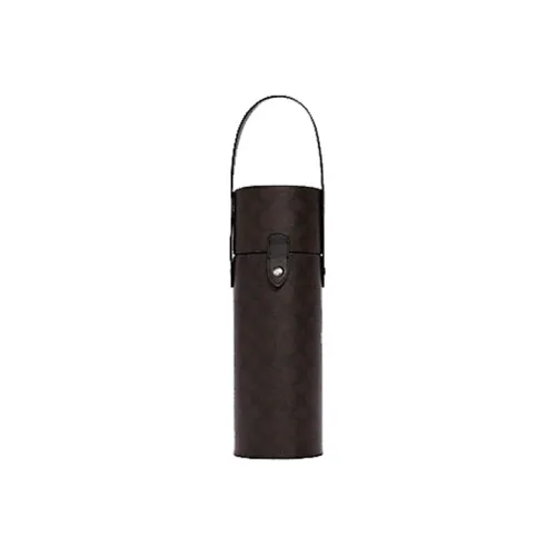 COACH Carrier Canvas With Leather Wine Bottle Sleeve Crossbody Handbag Unisex Dark Brown Monogram