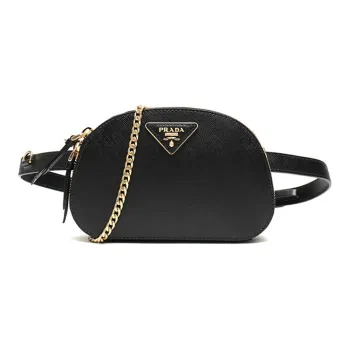 PRADA Cow Leather Shoulder Bag Crossbody Bag Fanny Pack Sling Bags Women's Black