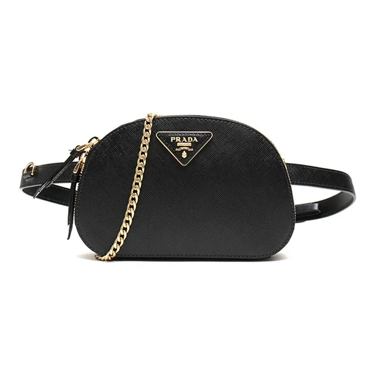 PRADA Cow Leather Shoulder Bag Crossbody Bag Fanny Pack Sling Bags Women's Black-0