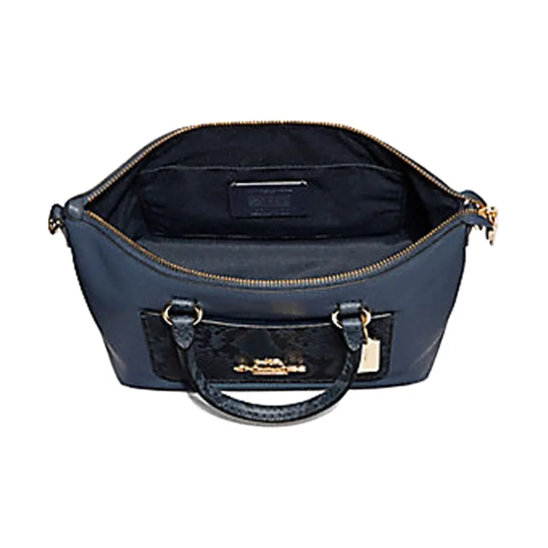 COACH Emma Snake Skin Detail With Pebbled Leather Shoulder Bag Crossbody Bag Handbag Mini Women's Midnight Blue-1