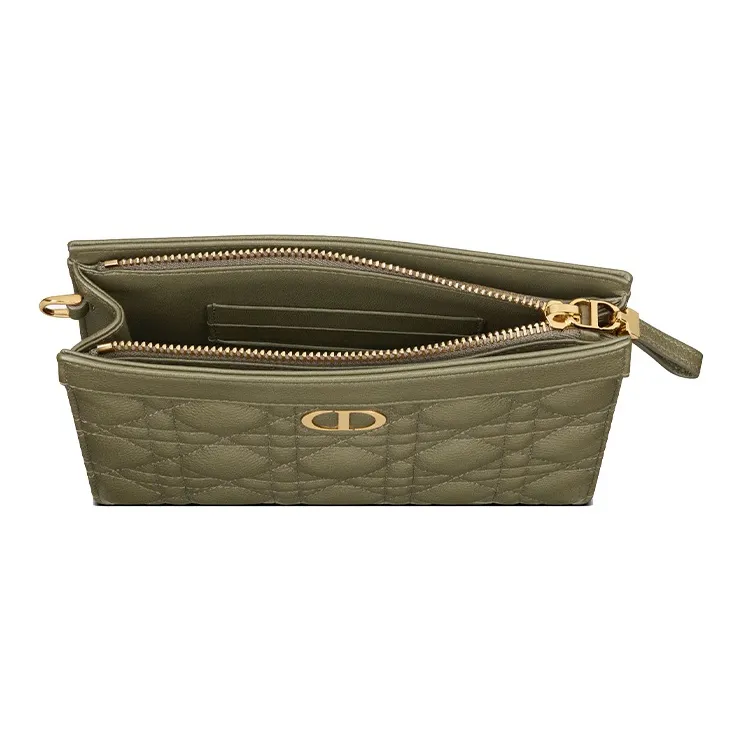 DIOR Caro Soft Cow Leather Clutch Women's Pine Green Color-2