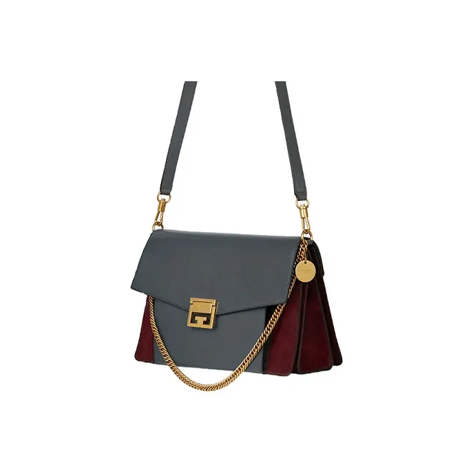 Givenchy Leather With Suede Shoulder Bag, Crossbody Bag Medium Size Women's Indigo/Brown-2
