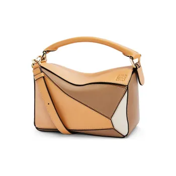 LOEWE Puzzle Calfskin Puzzle Bag Crossbody Bag Shoulder Bag Small Size Women's Warm Sand Brown