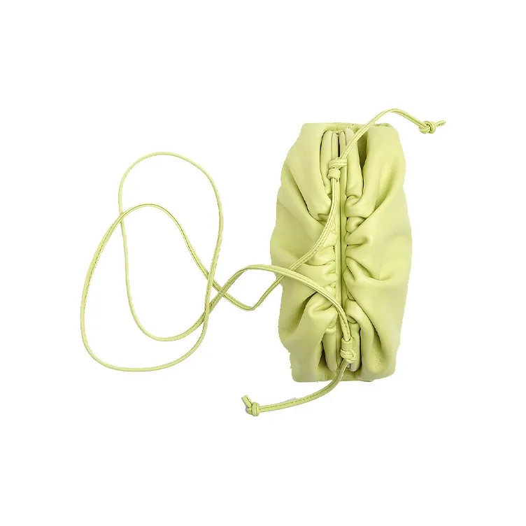 Bottega Veneta Calfskin Cloud Bag, One Shoulder Crossbody Clutch Mini Women's Seaweed Yellow-2