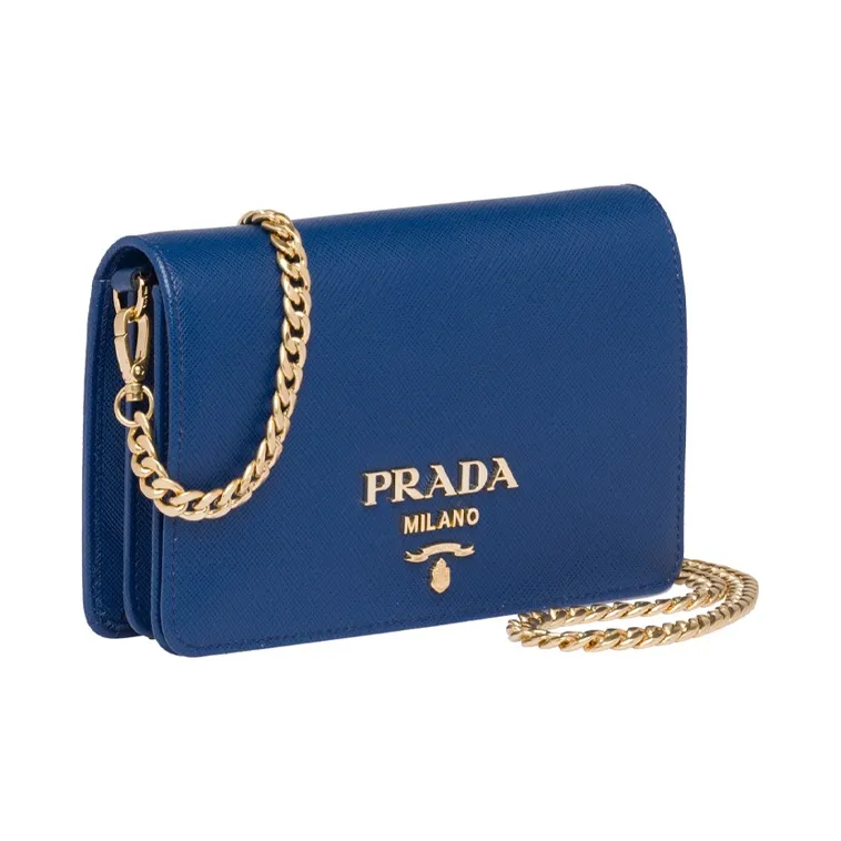 PRADA Saffiano Leather Shoulder Bag Women's Dark Blue Purple-1