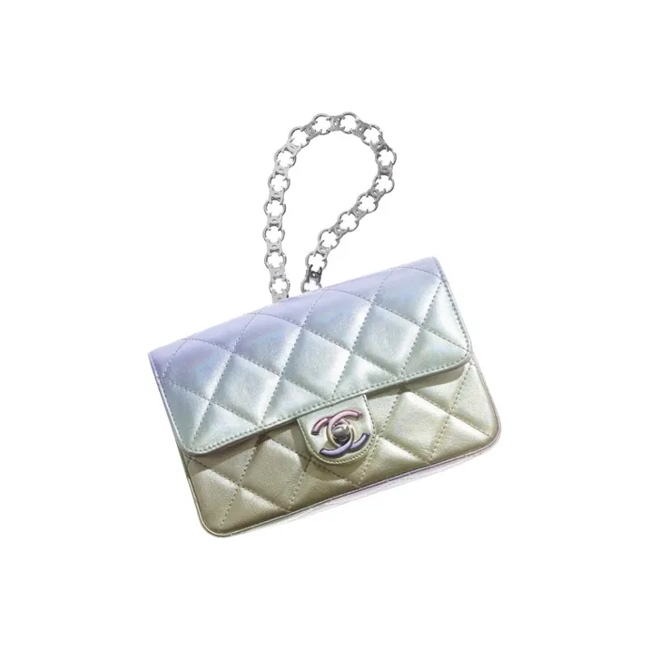 CHANEL Classic Flap CF Calfskin Flap Bag, Shoulder Bag, Crossbody Bag Women's Iridescent Pearlescent Gradient-2