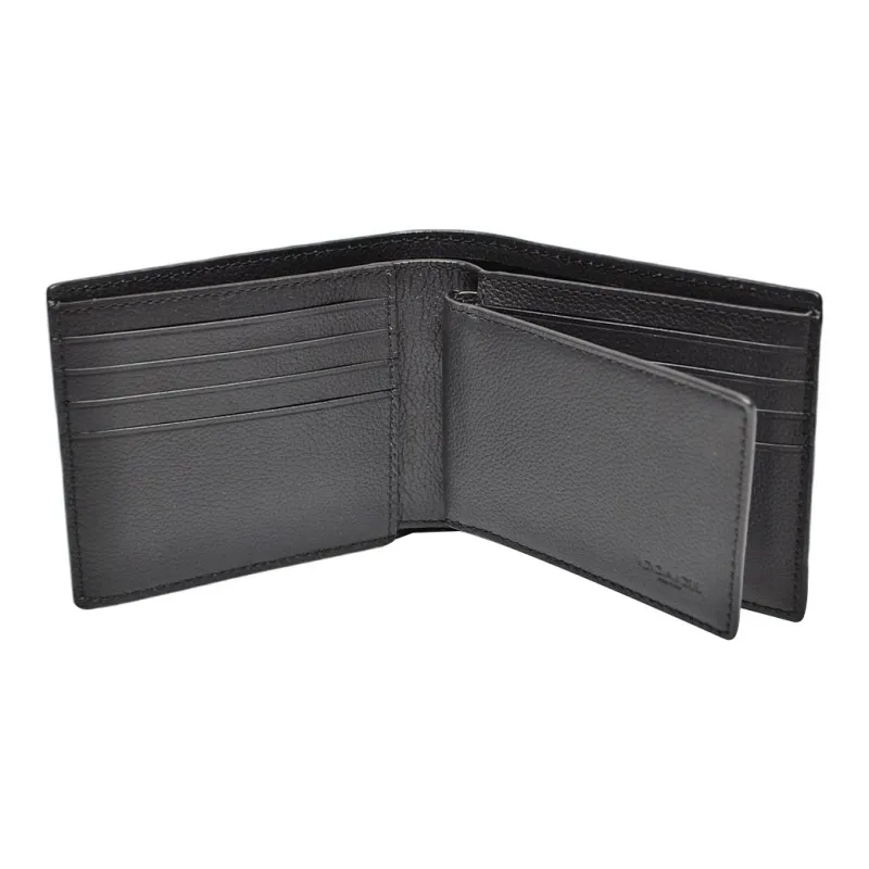 COACH 3 IN 1 Wallet Leather Wallet Men's Black Gray/Nude-1