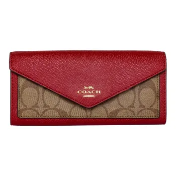 COACH Envelope Leather Handbags Shoulder Bag Crossbody Bag Women's Strawberry Red