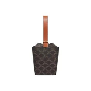 CELINE Cow Leather Binding Strap Box Handbag Popcorn Box Handbag Regular Women's Tawny