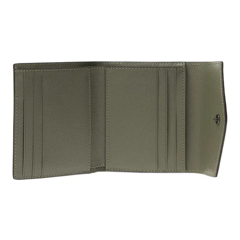 COACH Leather Wallet, Card Holder, Coin Purse Mini Women's Green-3