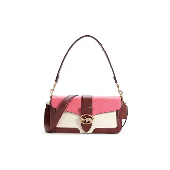 COACH Cow Leather Shoulder Bag Crossbody Bag Handbag Medium Size Women's Pink White Brown Multicolor