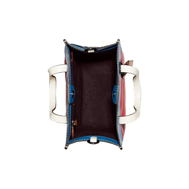 COACH Field Leather Handbag Tote Bag Shopping Bag Crossbody Bag Small Size Women's Candy Red & Blue-2