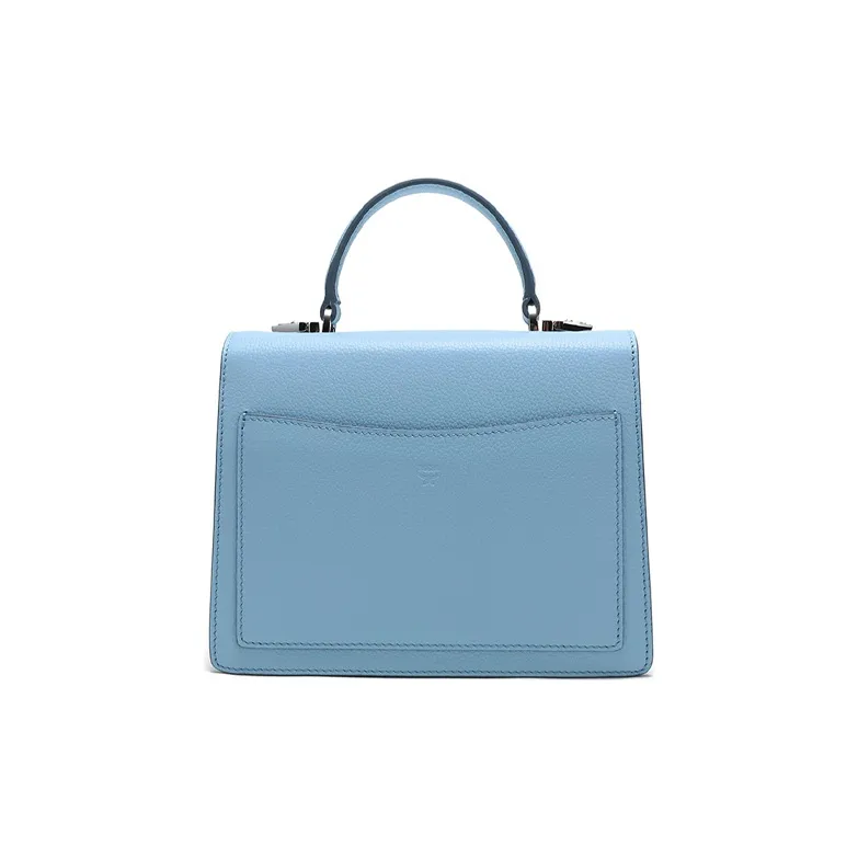 MCM Patricia Visetos Cow Leather With Coated Canvas Crossbody One Shoulder Handbags Regular Women's Light Blue-3