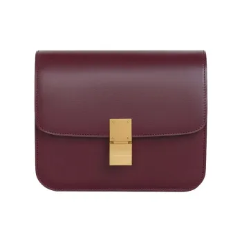 CELINE Classic Bo Polished Cow Leather Block Bag Handbag Crossbody Bag Shoulder Bag Women's Candy Color Burgundy