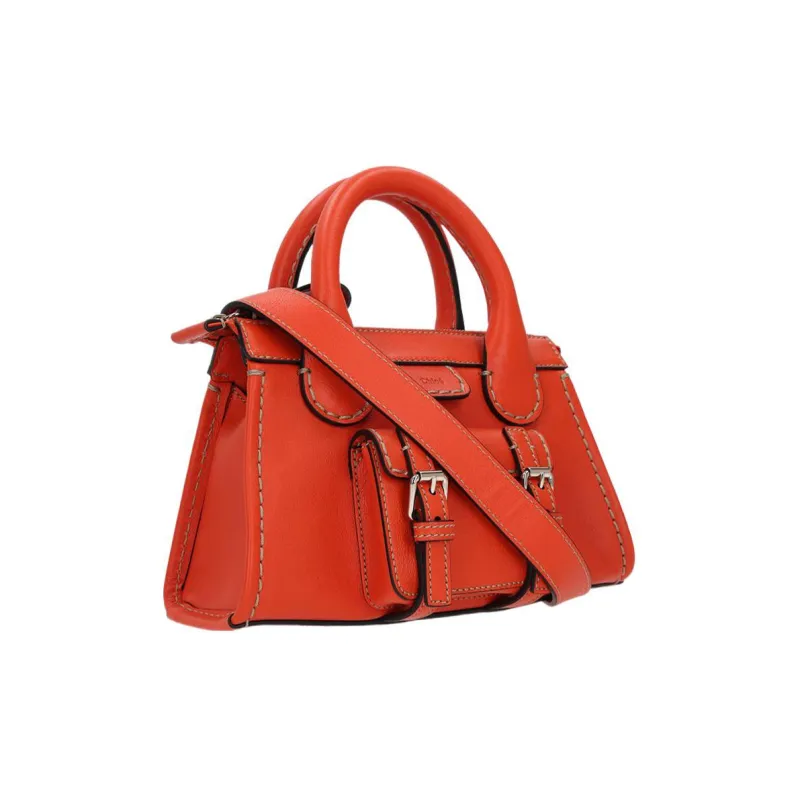 Chloe Chloé Handbag Edith Cow Leather Handbag Medium Size Women's Orange-2