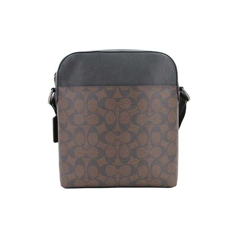 COACH Houston PVC Small Square Bag Shoulder Bag Crossbody Bag Small Size Men's Brown & Black-3