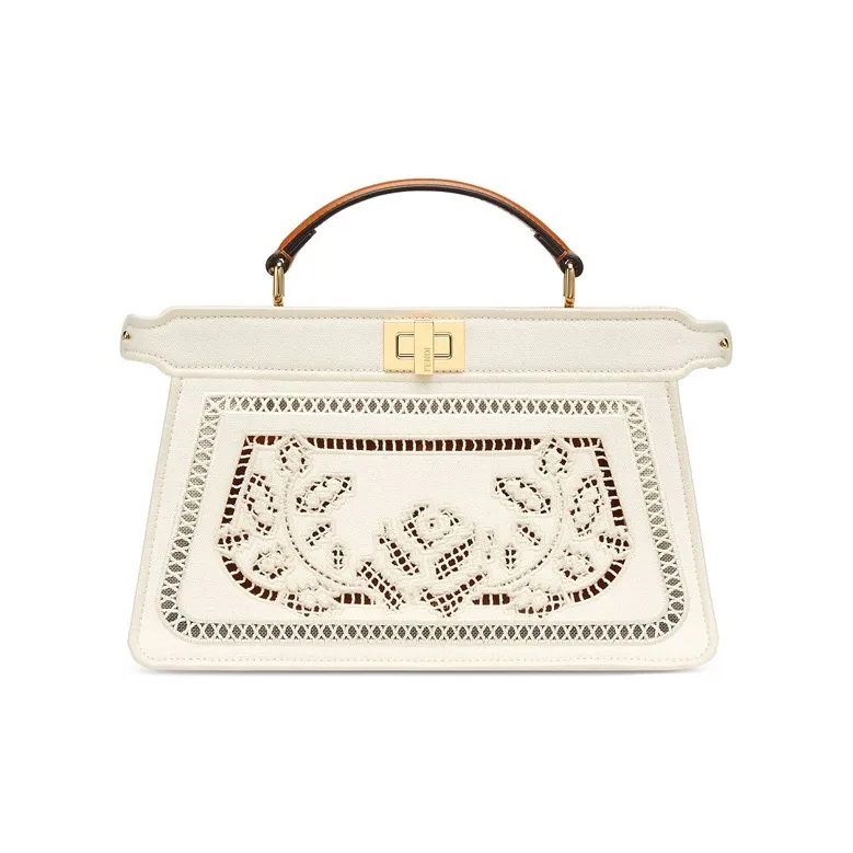 FENDI Peekaboo ISeeU Canvas With Leather Trunk Bag Shoulder Bag Crossbody Bag Handbag Women's White-0