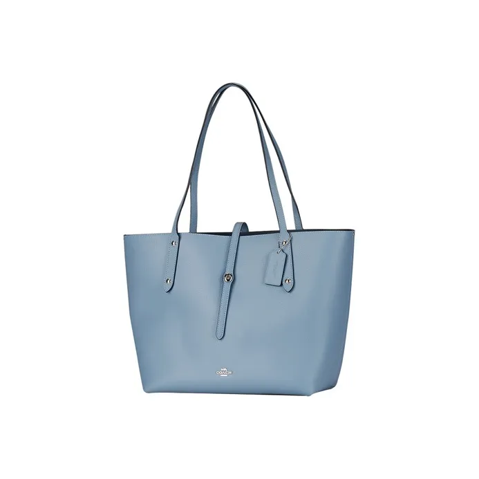 COACH Market Tote Grained Leather Tote Bag Shopping Bag Crossbody One Shoulder Handbags Regular Women's Blue-1