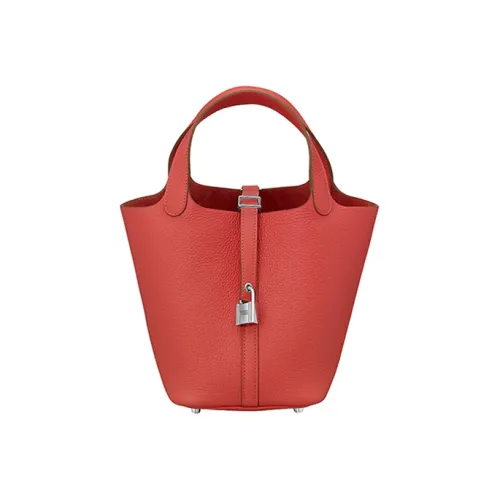 HERMES Picotin Lock Clemence Bullock Leather Basket Bag Handbag Bucket Bag Women's Rose