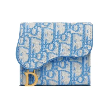 DIOR Jacquard Canvas Coin Purses Card Holders Women's Cornflower Blue