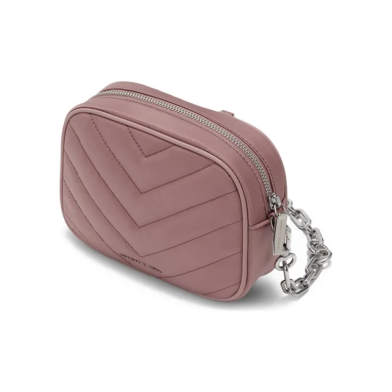 CHARLES&KEITH Fabric Small Square Bag Combo Shoulder Bag Regular Women's Black/Pink-5