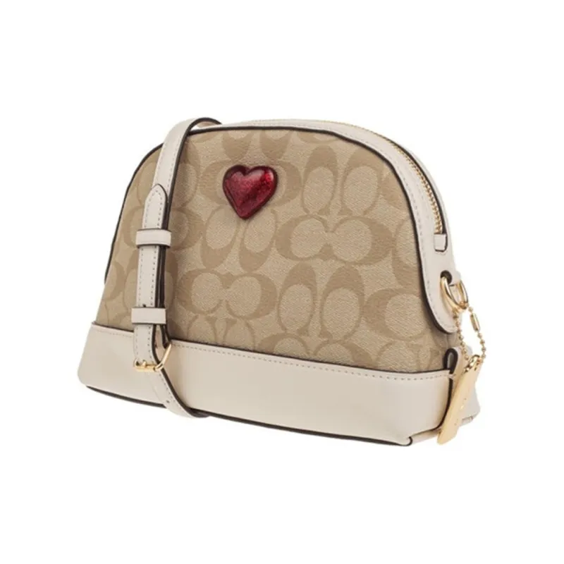 COACH Dome Cow Leather Dome Bag, Crossbody Bag, Shoulder Bag Small Size Women's Beige-2