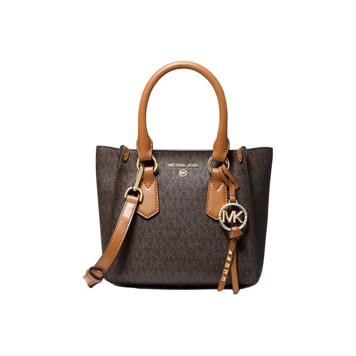 MICHAEL KORS Kris Coated Canvas Handbag, Shoulder Bag, Crossbody Bag Small Size Women's Acorn Brown-4