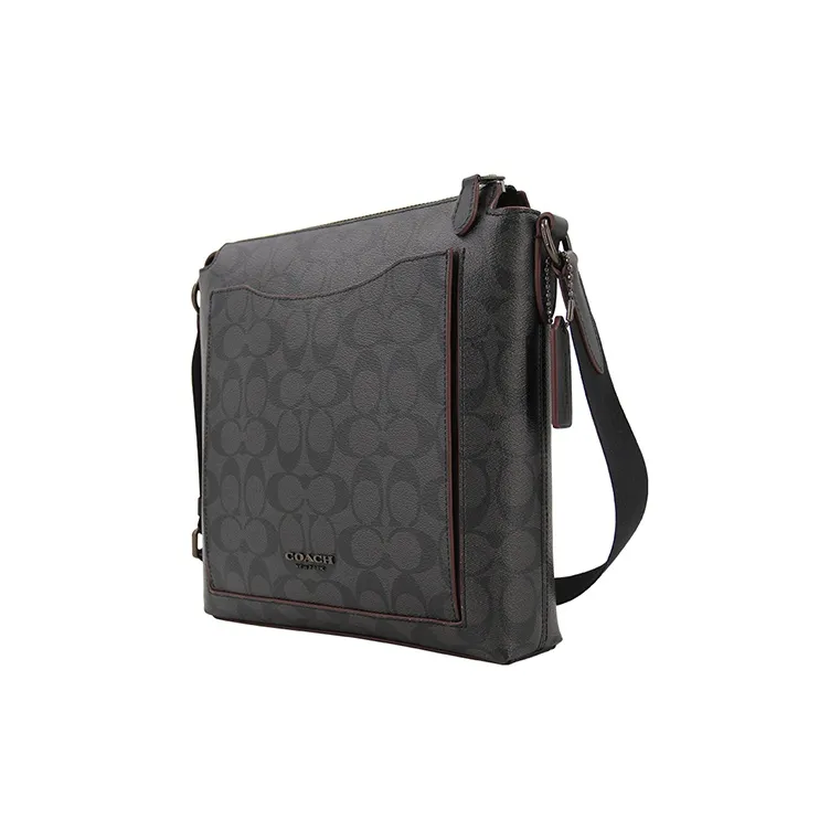 COACH Beckett Canvas With Leather Document Messenger Bag Shoulder Bag Crossbody Bag Men's Black-1