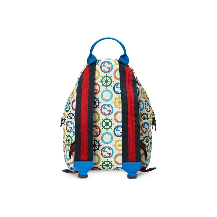 GUCCI Canvas With Leather Kids' Backpacks Kids' White/Blue-2