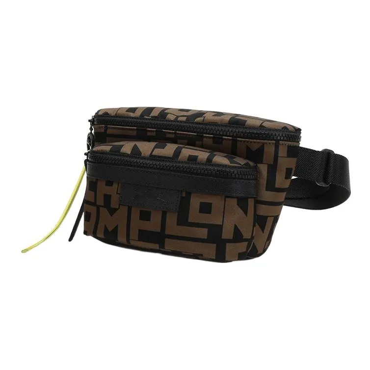 LONGCHAMP Le Pliage Fabric Fanny Pack Medium Size Women's Brown Black-1