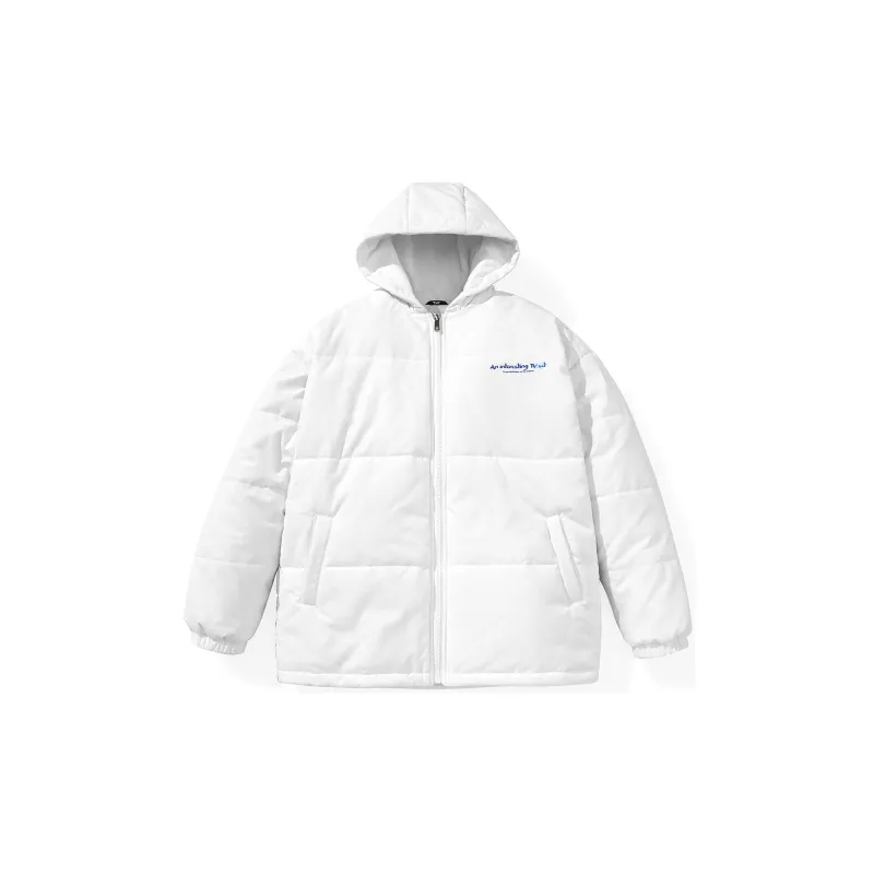 TVX Letter Hooded Loose Fit Puffer Jacket Unisex White-1