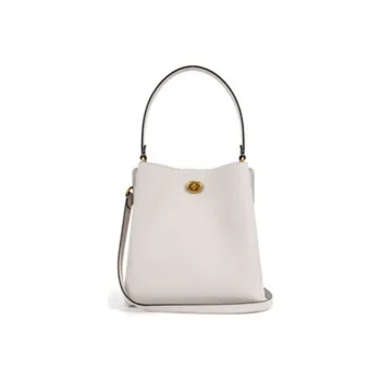 COACH Charlie Pebbled Leather Bucket Bag Handbag Shoulder Bag Crossbody Bag Small Size Women's White