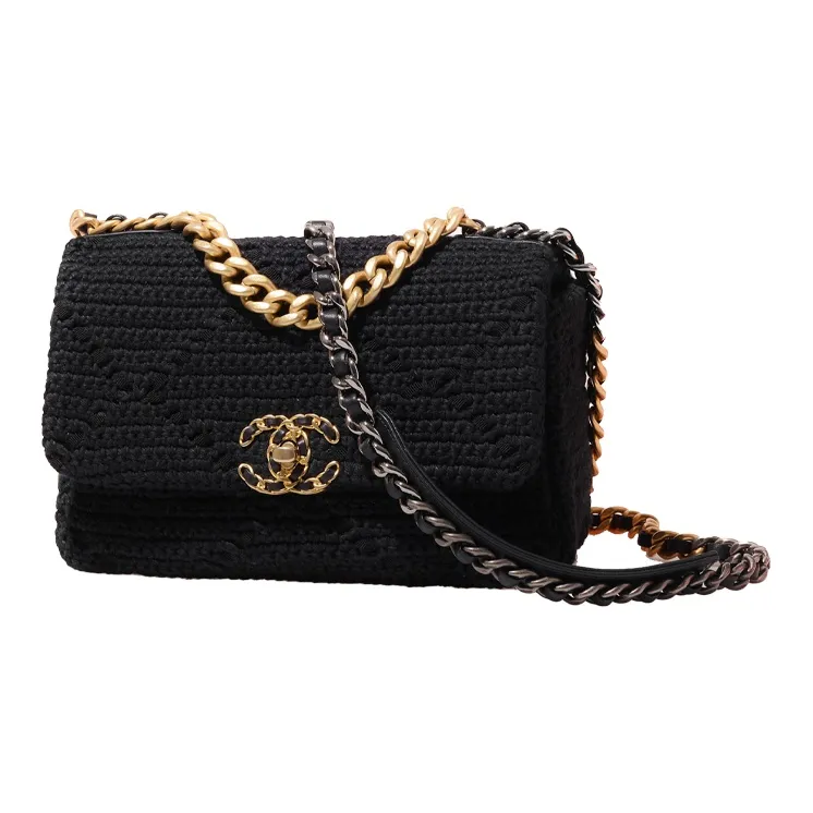 CHANEL 19Bag Hooked Flower Handbag Women's Black-1
