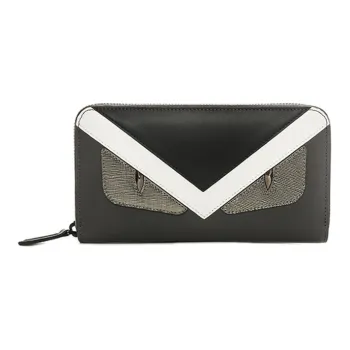 FENDI Multicolor Leather Wallet Men's Black/Gray/White