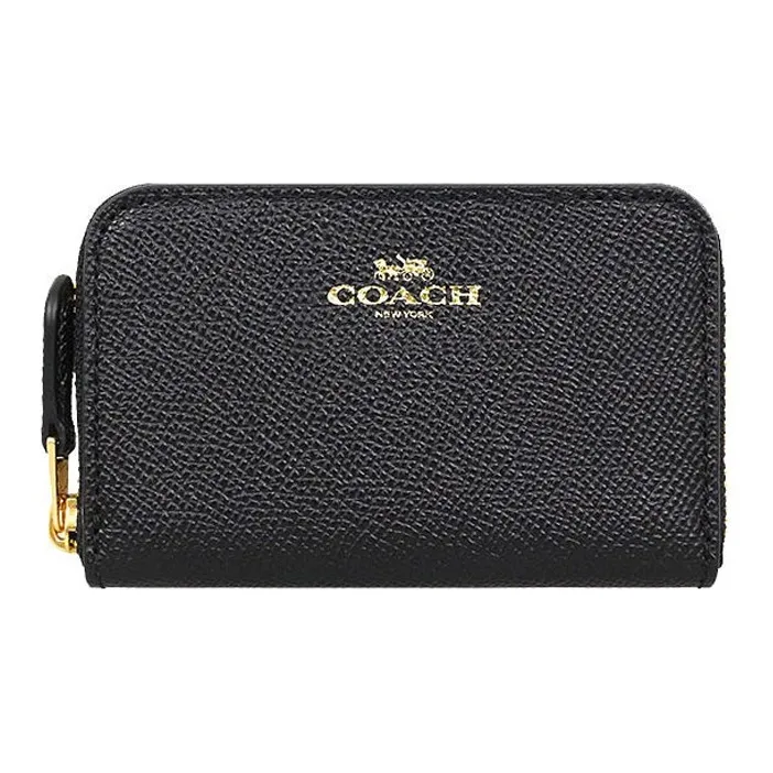 COACH Leather Coin Purses Wallets Women's Black-0