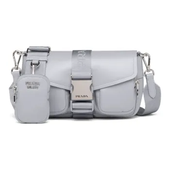 PRADA Nylon And Shiny Leather Shoulder Bag Women's Cornflower Blue