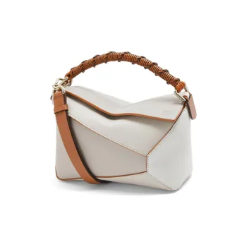 LOEWE Puzzle Cow Leather Geometric Bag Puzzle Bag Portable Crossbody Bag Shoulder Bag Regular Women's White