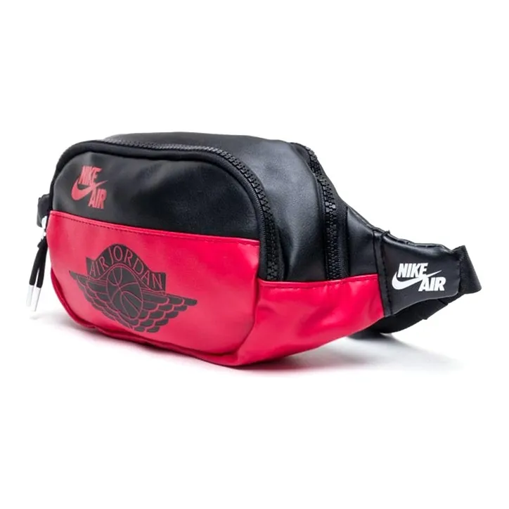 Jordan Polyurethane Sling Bag, Crossbody Bag, Fanny Pack Regular Unisex Bred Black Red-1