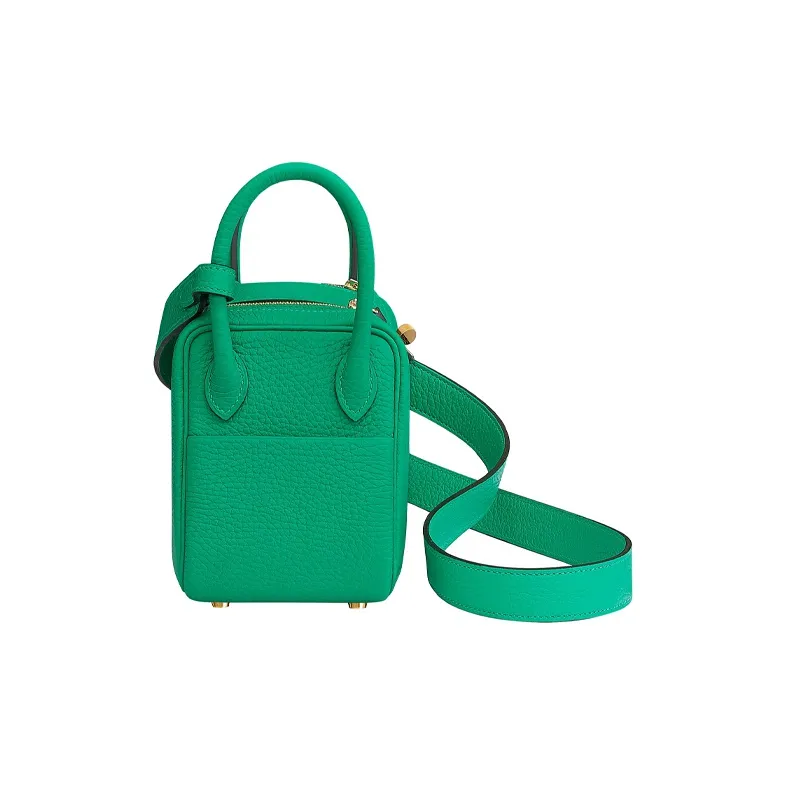 HERMES Lindy Taurillon Clemence Leather Handbag Shoulder Bag Crossbody Bag Mini Women's 6W Menthe Mint Green-1