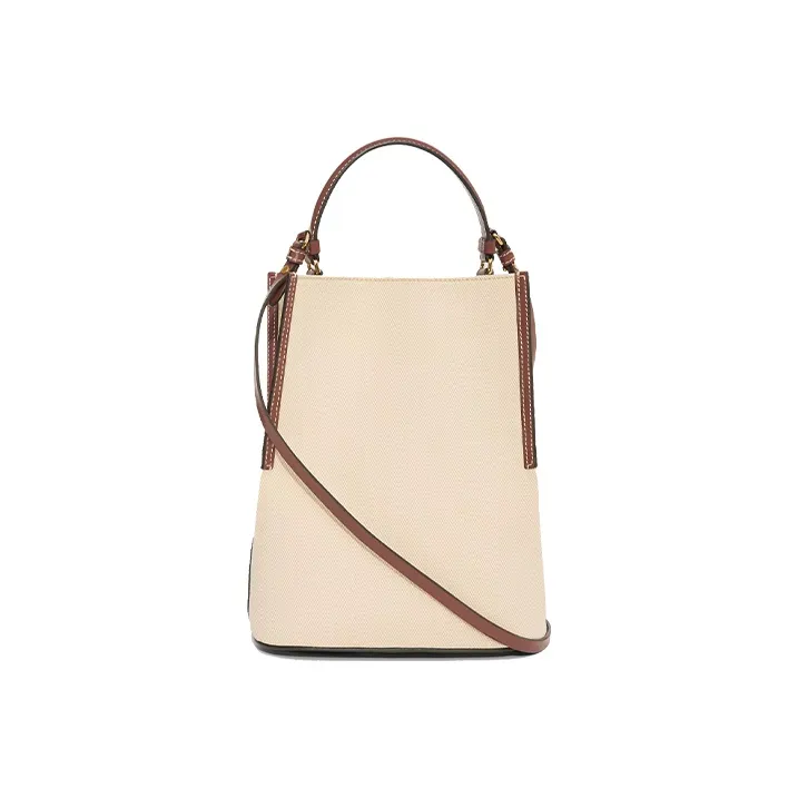 Burberry Cotton Canvas Bag, Bucket Bag, Shoulder Bag, Crossbody Bag, Handbag Small Size Women's Natural/Tan-3