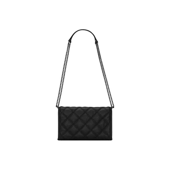 SAINT LAURENT Lambskin Wallet Crossbody Bag Shoulder Bag Women's Black-4