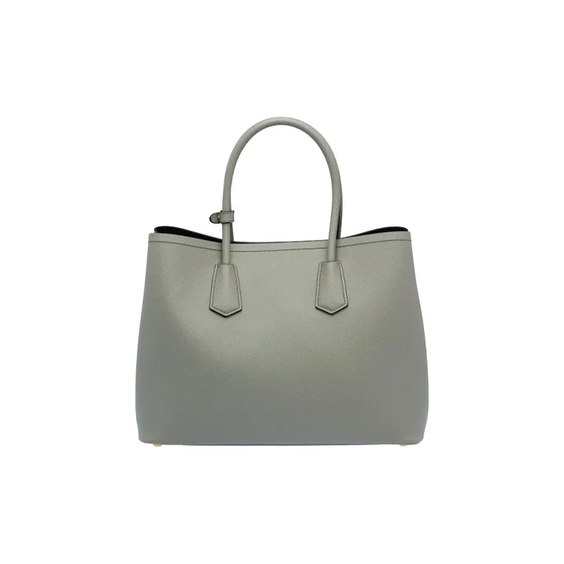 PRADA Double Leather Shoulder Bag Crossbody Bag Handbag Clutches Medium Size Women's Slate Gray-2