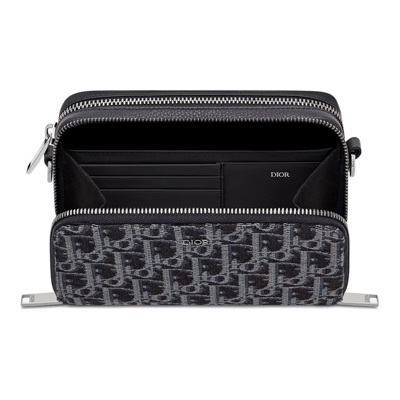 DIOR Fabric Shoulder Bag Crossbody Bag Wallet Men's Blue-2