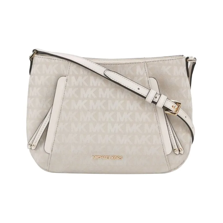 MICHAEL KORS Evie Canvas With Leather Trim Shoulder Bag Crossbody Bag Women's White-0