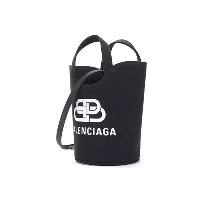 Balenciaga Fabric Bucket Bag Crossbody Handbag Shoulder Bag Mini Women's Black-1