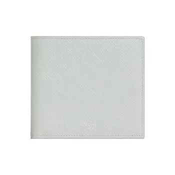 CELINE Grained Calfskin Card Clip Wallet Card Holder Men's Gray White