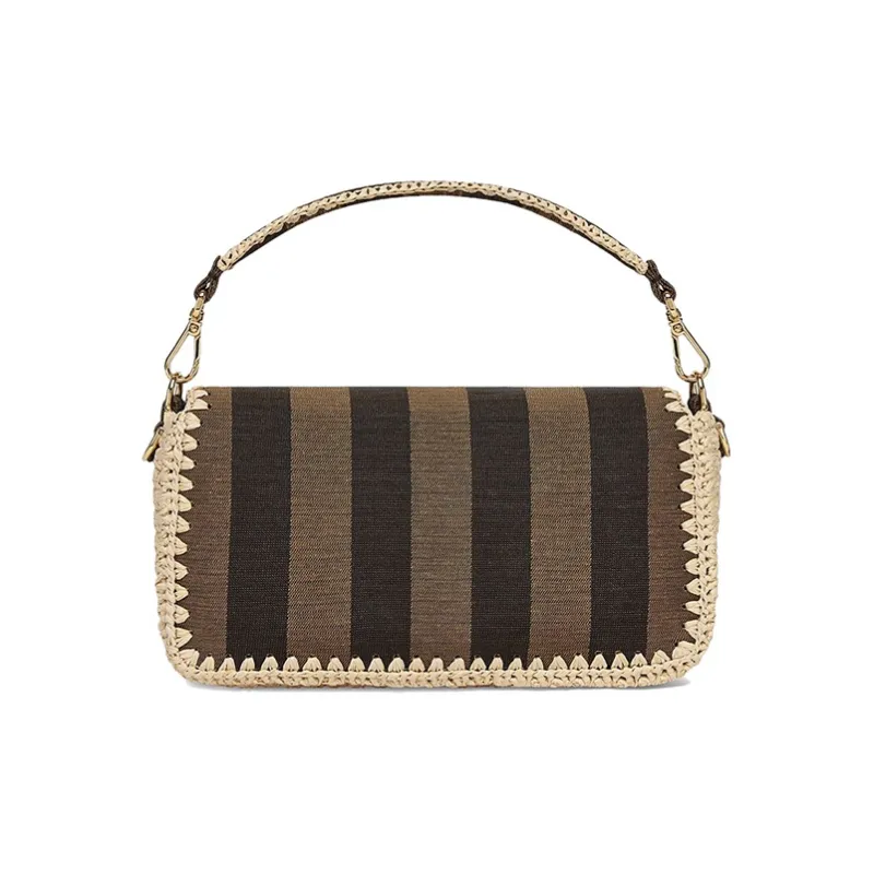 FENDI Baguette Jacquard Handbag Crossbody Bag Shoulder Bag Women's Brown-2
