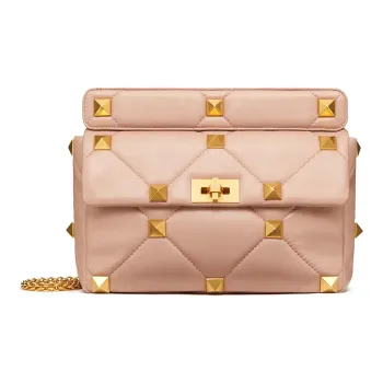 Valentino Roman Stud Sheepskin Handbag, Shoulder Bag Women's Pink