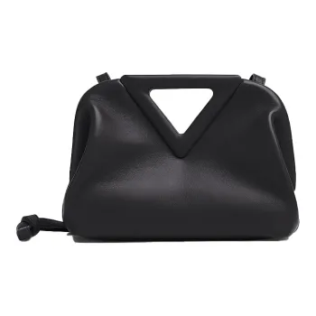 Bottega Veneta Triangle Calfskin One Shoulder Handbags Small Size Women's Black